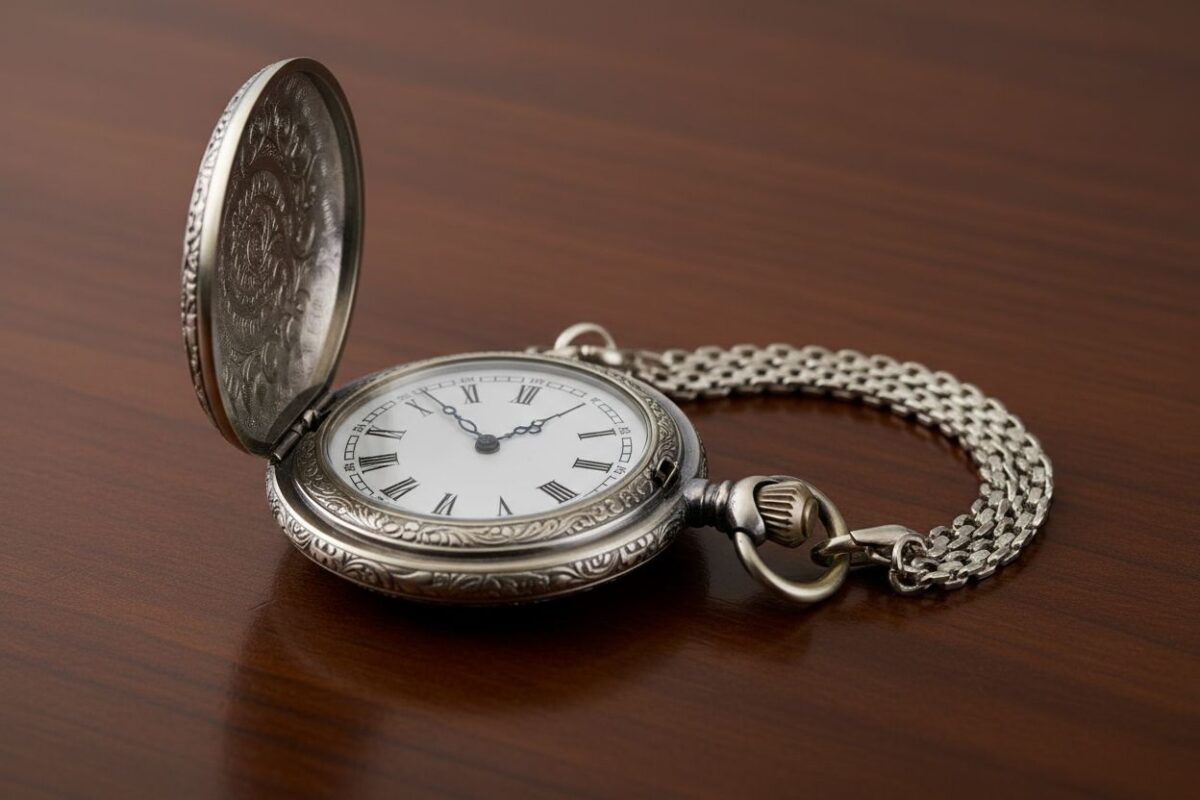 Mécanisme complexe d'une montre à gousset ouverte sur un fond élégant