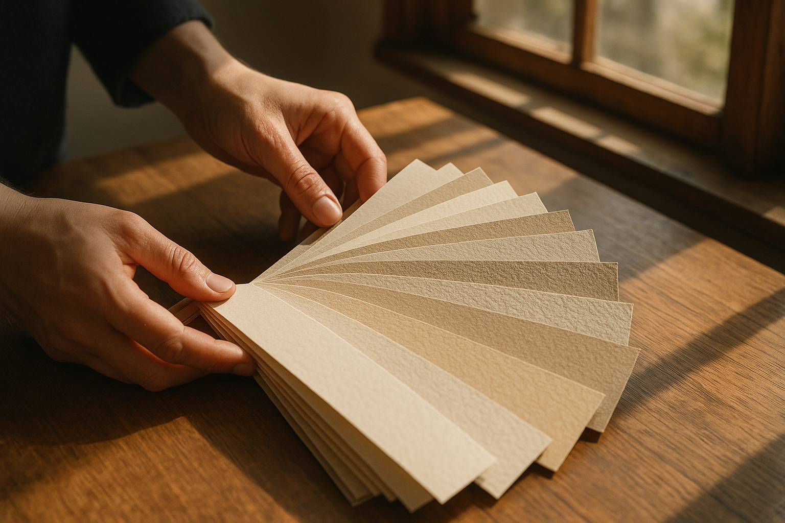 Echantillons de papier avec textures riches et couleurs subtiles