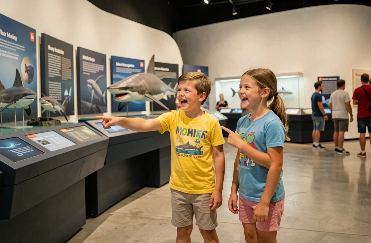 Enfants heureux explorant un musée interactif à Marseille lors d'une activité éducative