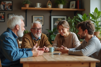 Famille multigenerational autour d'une table chaleureuse