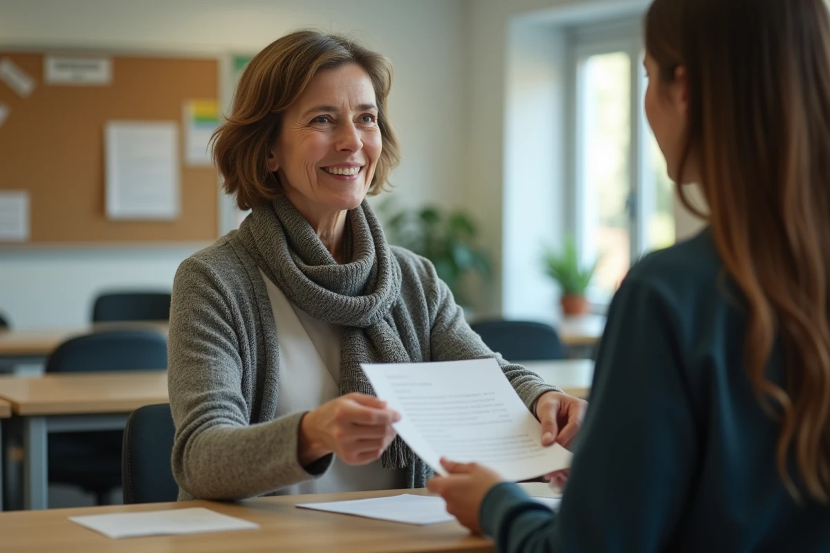Femme donnant une lettre d