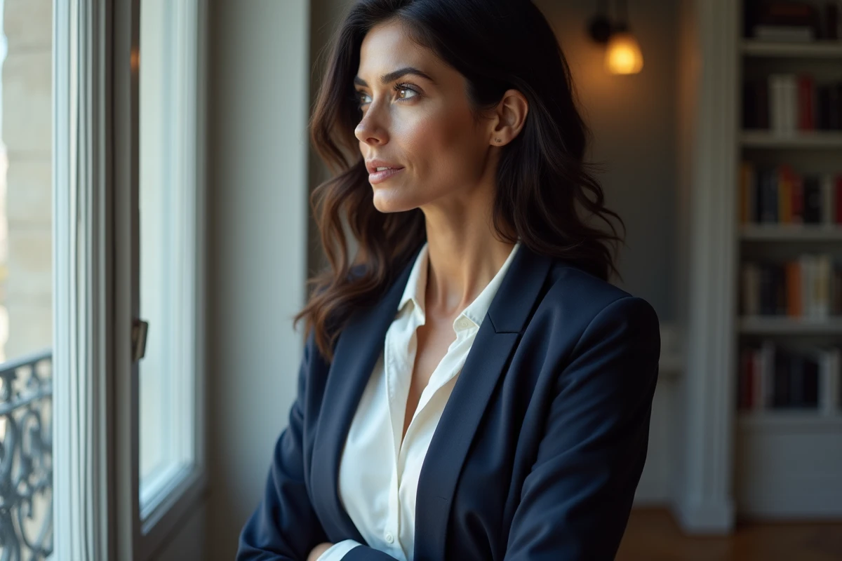 Femme pensive près d'une fenêtre dans un appartement parisien, portrait intimiste évoquant la vie privée et le mariage