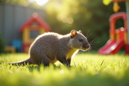 Nutria curieux dans un jardin urbain lumineux