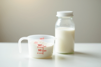Tasse de mesure avec 120g de lait en poudre pour bébé